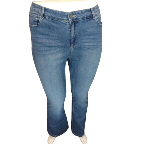 Blue Flare Leg Pants – 67% Cotton, 25% Polyester, 6% Rayon, 2% Spandex - Picture 1 of 1